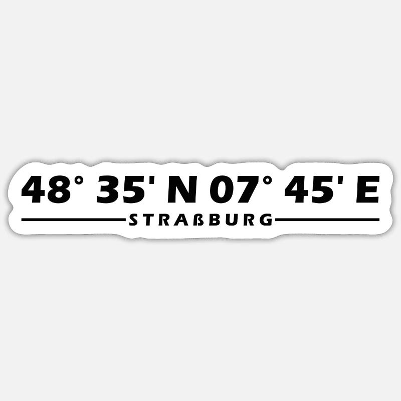 Coordonnées de Strasbourg - Sticker taille S (10 x 10 cm) - blanc mat