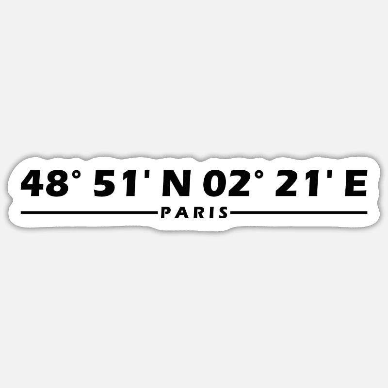 Coordonnées de Paris - Sticker taille S (10 x 10 cm) - blanc mat
