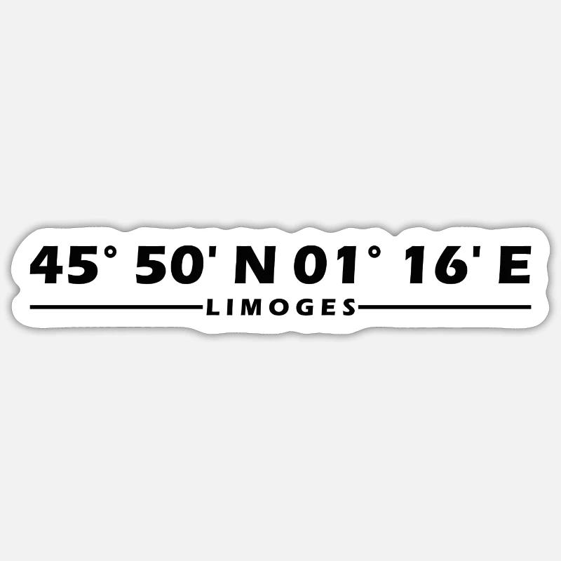 Coordonnées de Limoges - Sticker taille S (10 x 10 cm) - blanc mat