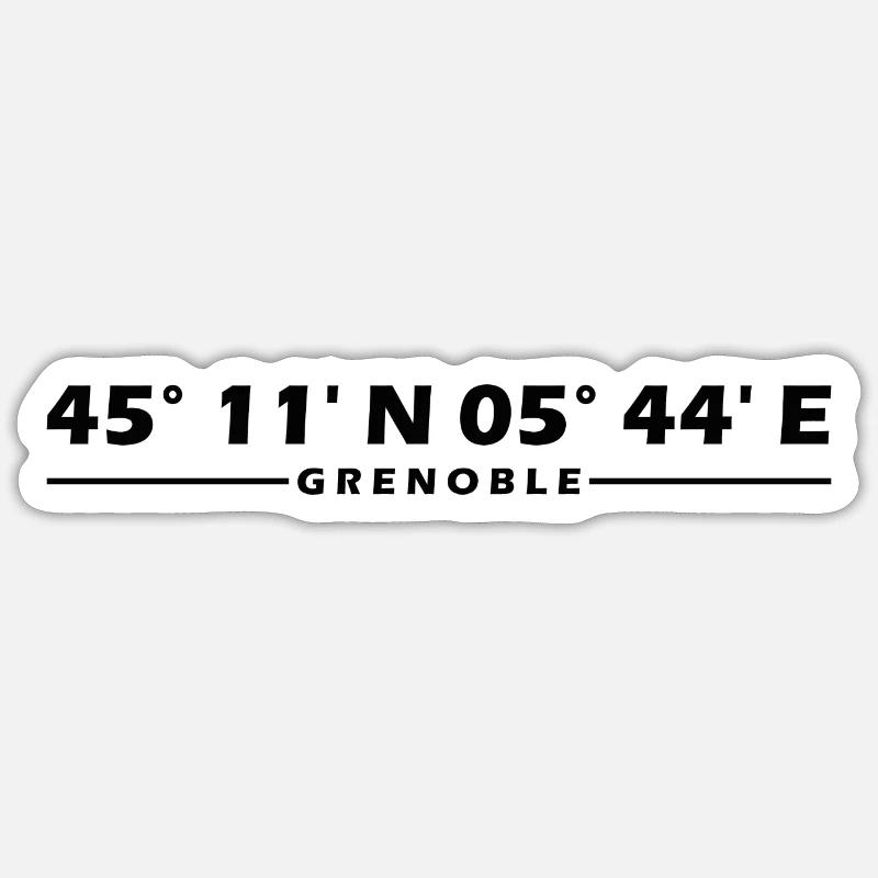 Coordonnées de Grenoble - Sticker taille S (10 x 10 cm) - blanc mat