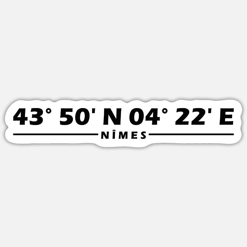 Coordonnées de Nîmes - Sticker taille S (10 x 10 cm) - blanc mat