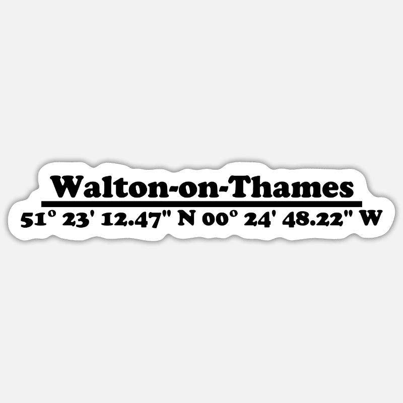 Coordonnées de Walton-on-Thames - Sticker taille S (10 x 10 cm) - blanc mat