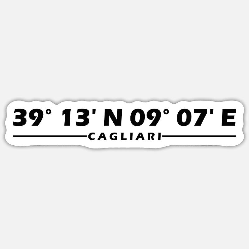 Coordonnées de Cagliari - Sticker taille S (10 x 10 cm) - blanc mat