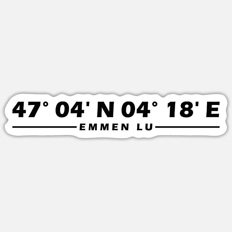 Coordonnées Emmen - Sticker taille S (10 x 10 cm) - blanc mat