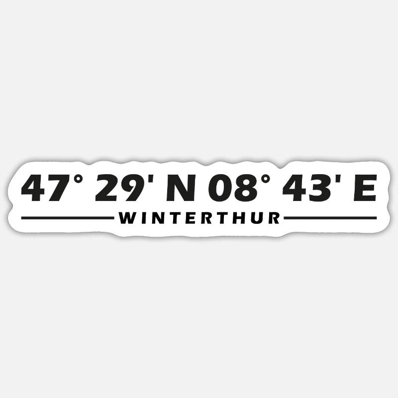 Coordonnées de Winterthur - Sticker taille S (10 x 10 cm) - blanc mat