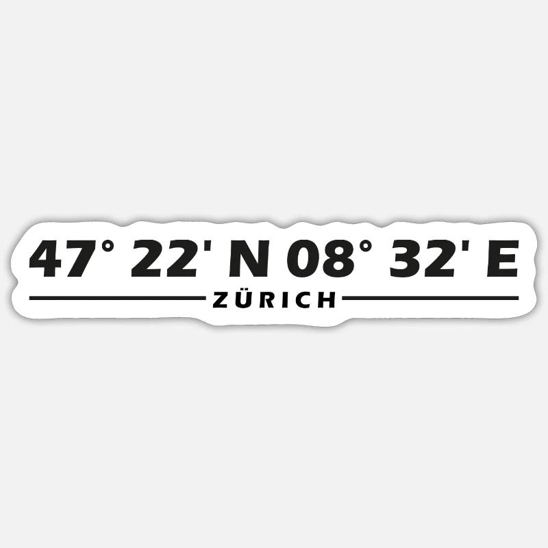 Coordonnées de Zurich - Sticker taille S (10 x 10 cm) - blanc mat