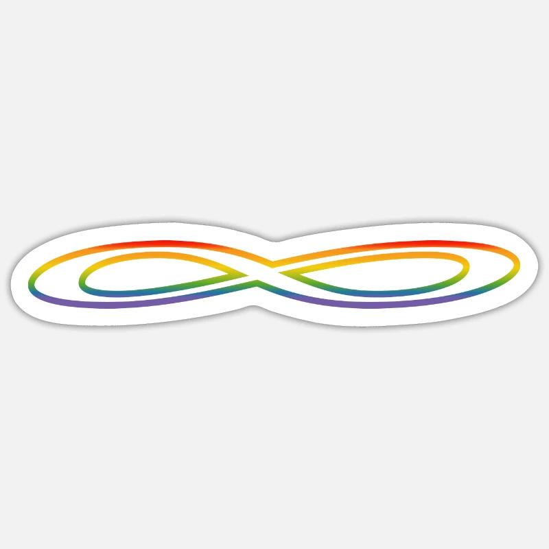 Arc-en-ciel large infini - Sticker taille S (10 x 10 cm) - blanc mat