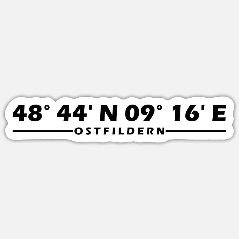 Coordonnées d’Ostfildern - Sticker taille S (10 x 10 cm) - blanc mat
