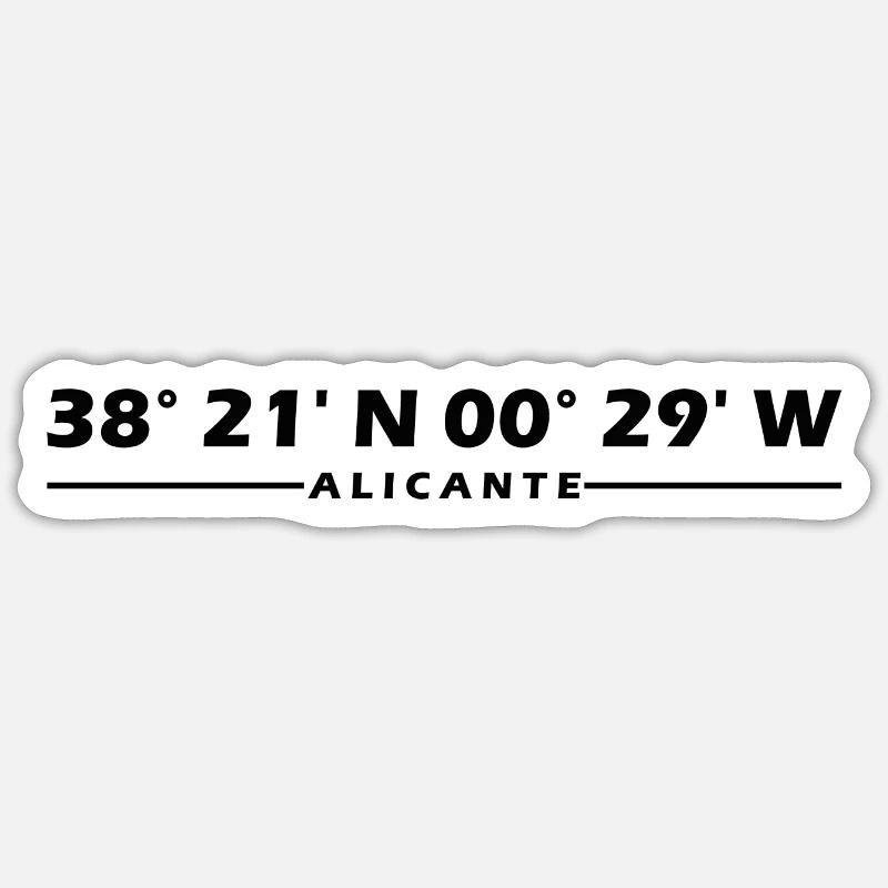 Alicante Coordinates - Sticker size S (10 x 10 cm) - white matte