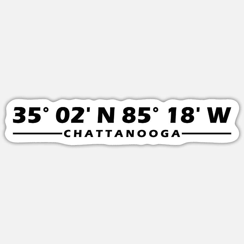 Coordonnées de Chattanooga - Sticker taille S (10 x 10 cm) - blanc mat