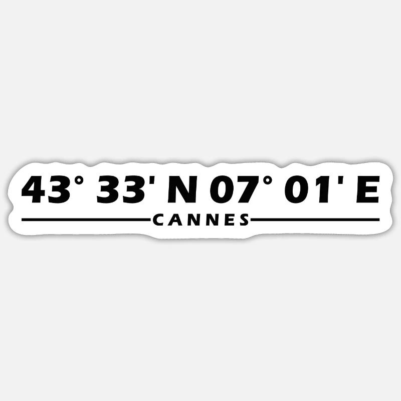 Coordonnées Cannes - Sticker taille S (10 x 10 cm) - blanc mat