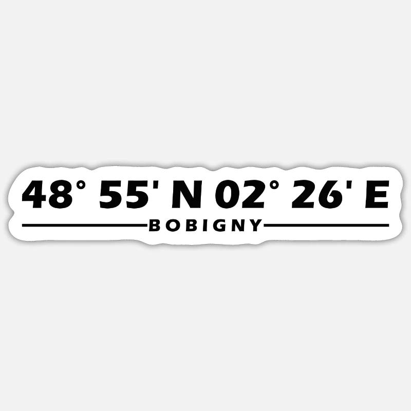 Coordonnées de Bobigny - Sticker taille S (10 x 10 cm) - blanc mat