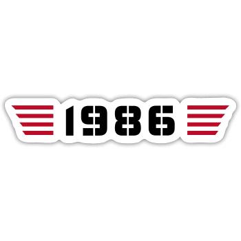 Année de naissance Anniversaire Né en - Fabriqué en 1986 - Sticker taille S (10 x 10 cm) - blanc mat - Devant