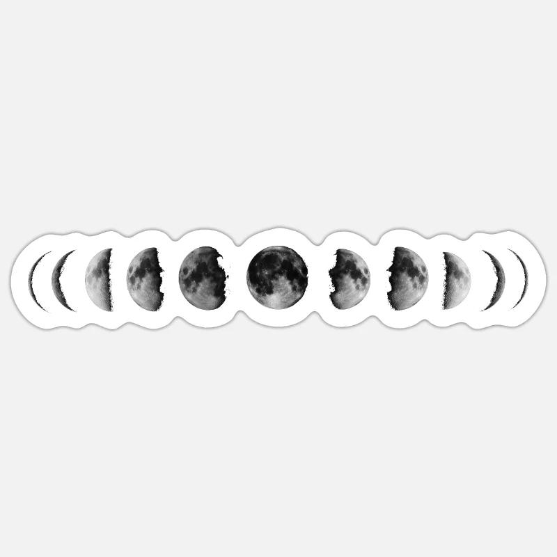 Phases de la lune - Sticker taille S (10 x 10 cm) - blanc mat