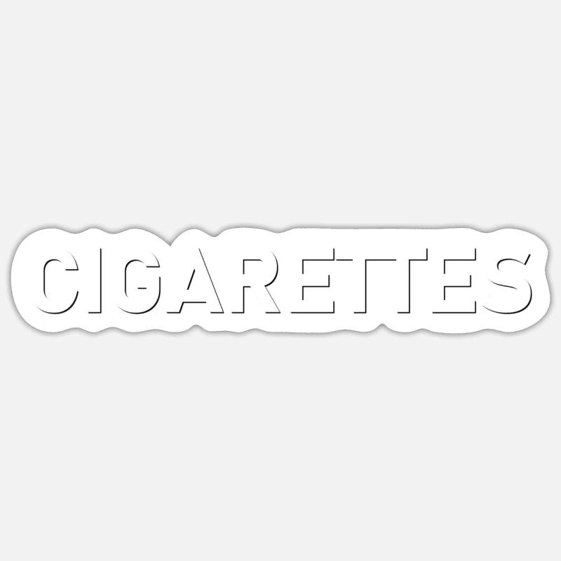 CIGARETTES - Sticker taille S (10 x 10 cm) - blanc mat