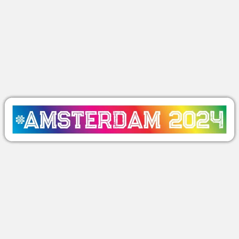 Amsterdam 2024 Bunt - Sticker Größe S (10 x 10 cm) - Mattweiß