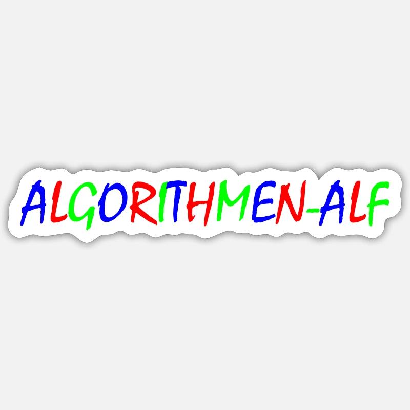 Algorithms Alf – Colorful Typography Sticker size S (10 x 10 cm)