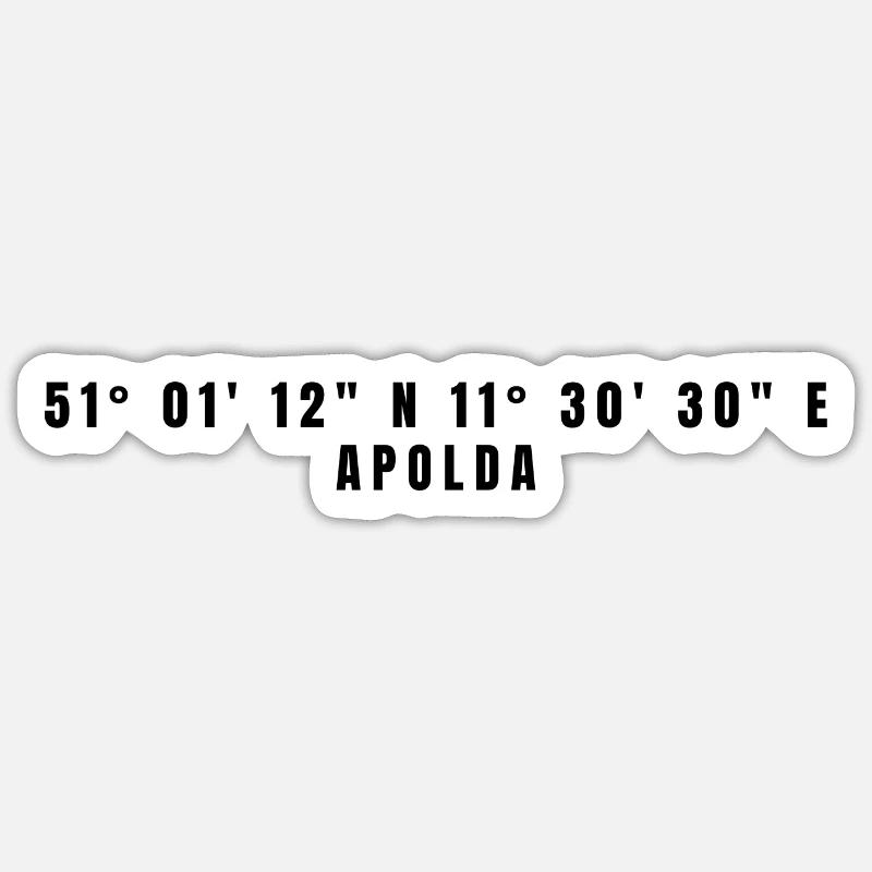 Coordonnées Apolda, Thuringe - Sticker taille S (10 x 10 cm) - blanc mat