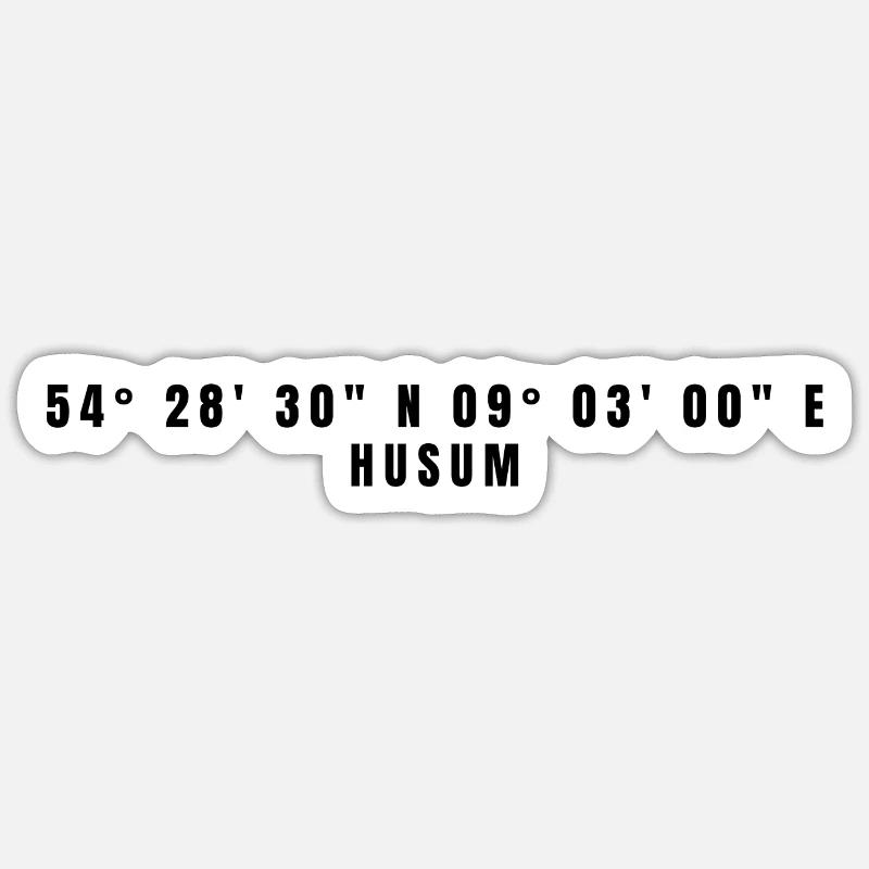 Coordonnées Husum Schleswig-Holstein - Sticker taille S (10 x 10 cm) - blanc mat