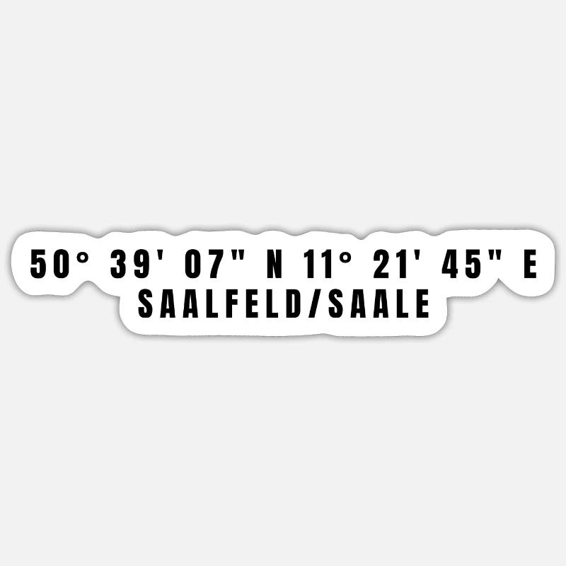 Coordonnées Saalfeld/Saale, Thuringe - Sticker taille S (10 x 10 cm) - blanc mat