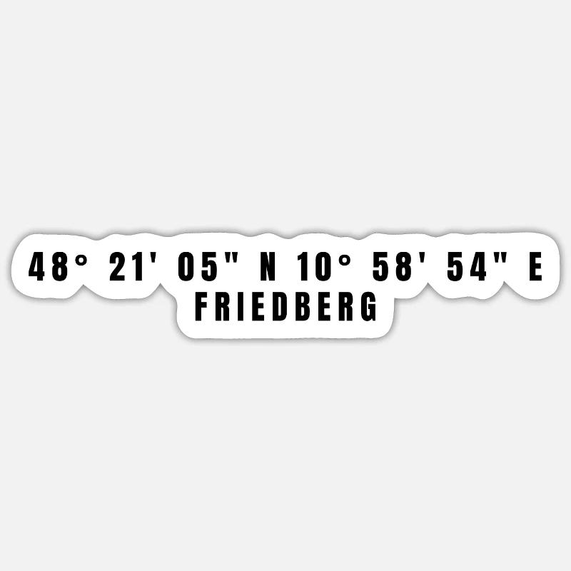 Friedberg, Bavière Coordonnées - Sticker taille S (10 x 10 cm) - blanc mat