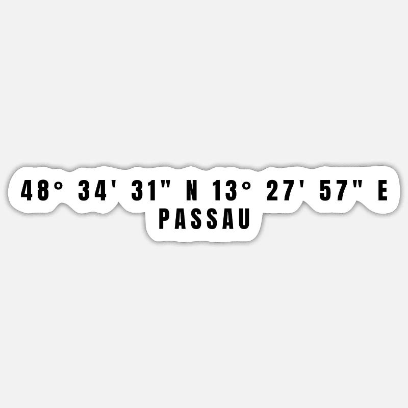 Coordonnées Passau Bavaria - Sticker taille S (10 x 10 cm) - blanc mat