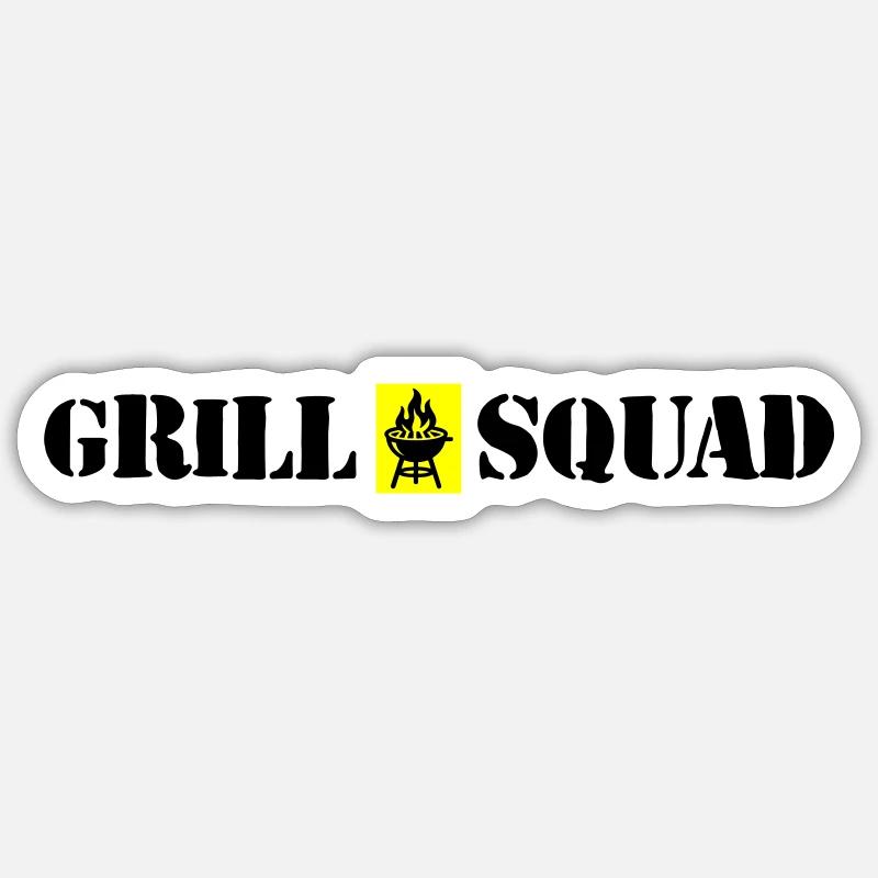 Grill Squad Grillen - Sticker Größe S (10 x 10 cm) - Mattweiß