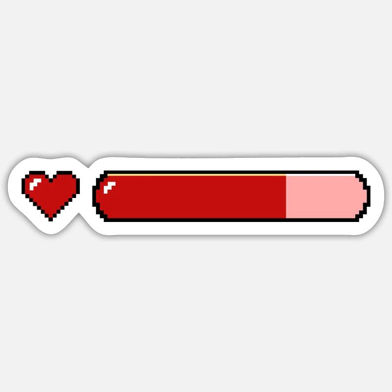 Pixel Heart Indicator – Retro Gamer Design Love Sticker size S (10 x 10 cm)