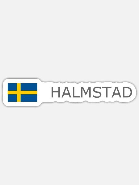 Sweden Flag - Halmstad - Sverige - Schweden - Sticker Größe S (10 x 10 cm) - Mattweiß