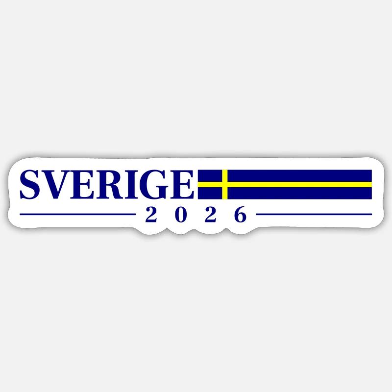 Drapeau de Suède 2026 - Sticker taille S (10 x 10 cm) - blanc mat