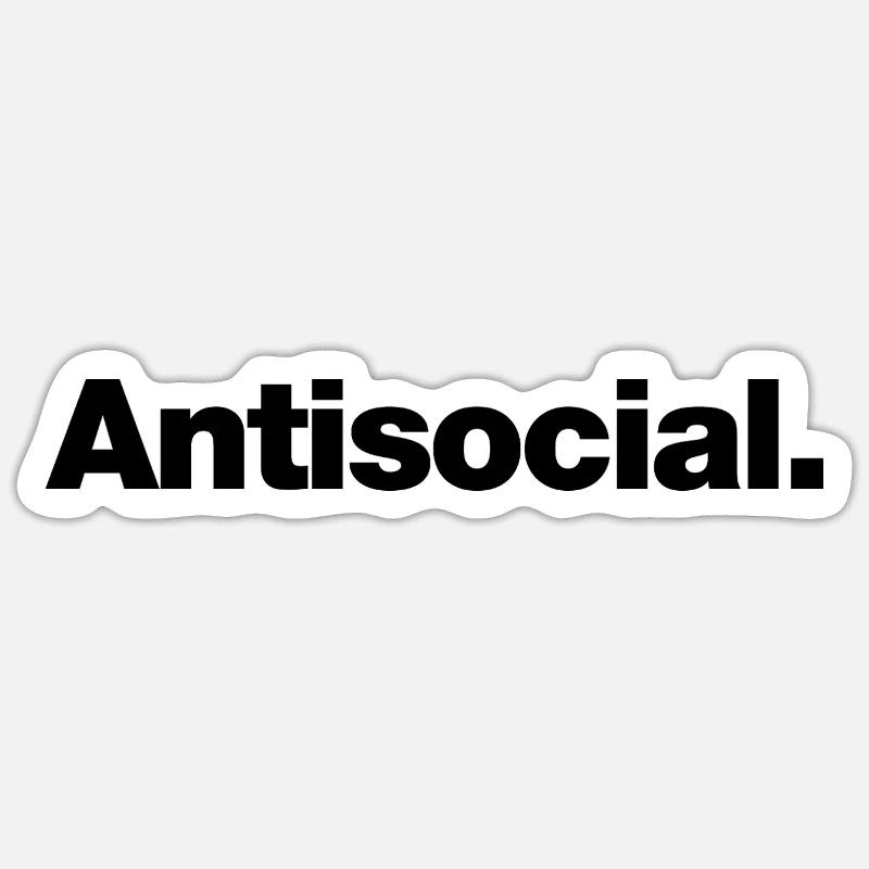 antisocial - Sticker taille S (10 x 10 cm) - blanc mat