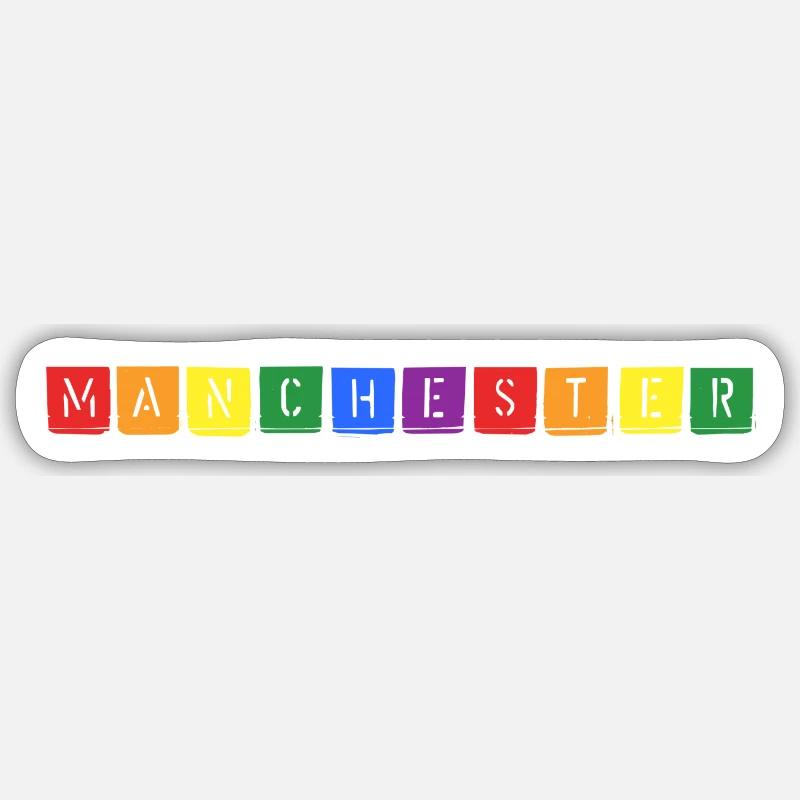 Rainbow Manchester - Sticker taille S (10 x 10 cm) - blanc mat