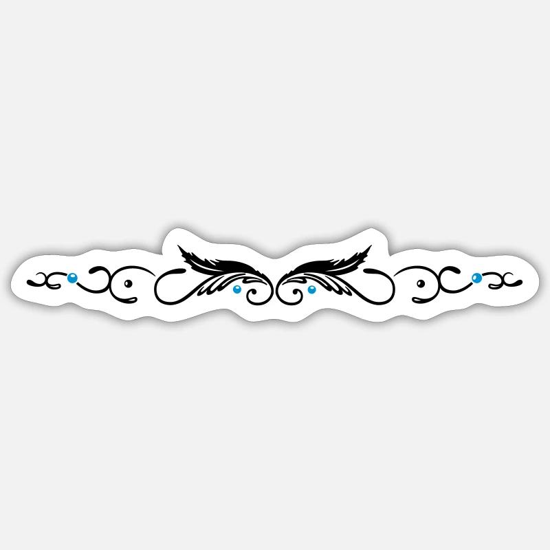 Ornament with two feathers, indian style. - Sticker size S (10 x 10 cm) - white matte