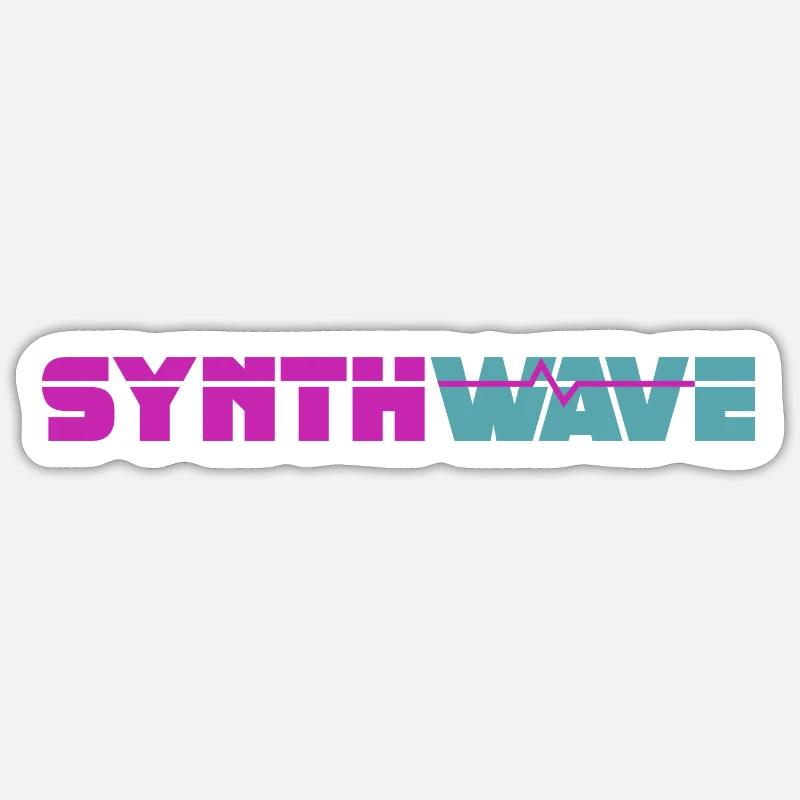Synthwave - Sticker taille S (10 x 10 cm) - blanc mat
