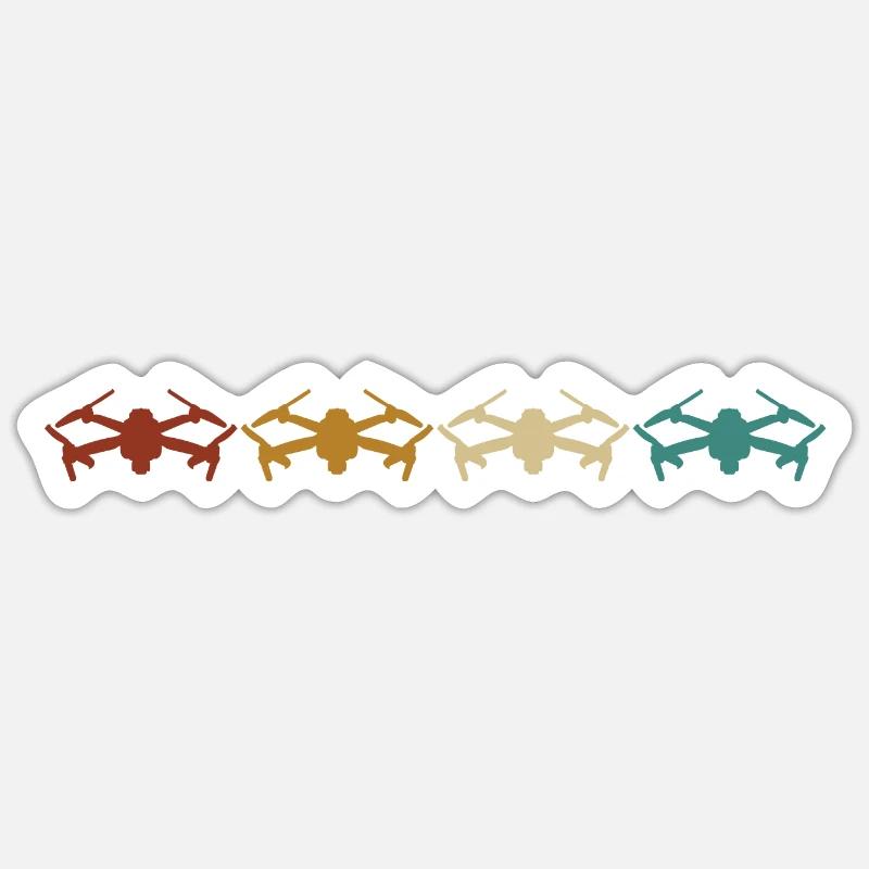 Rétro Drones Drone Drones Quadcopter - Sticker taille S (10 x 10 cm) - blanc mat