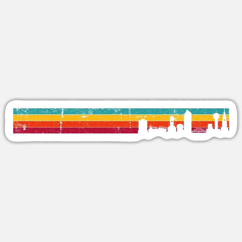 Rétro Skyline Sunset Stripes - Sticker taille S (10 x 10 cm) - blanc mat