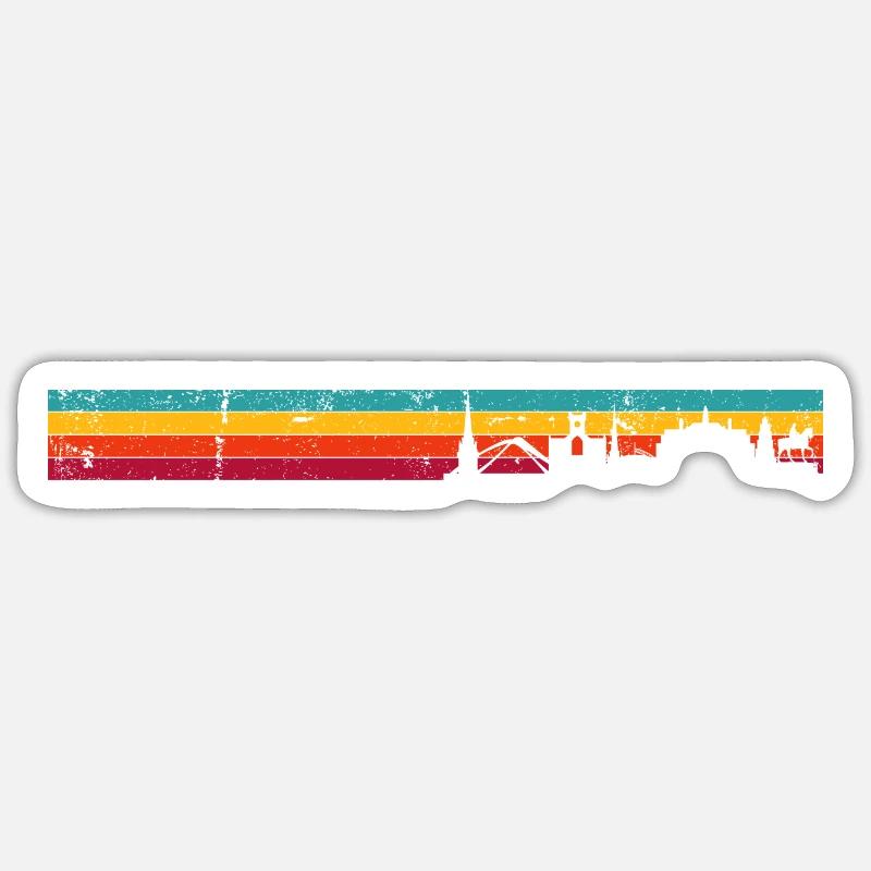 Sunset Skyline Rainbow Stripes - Sticker size S (10 x 10 cm) - white matte