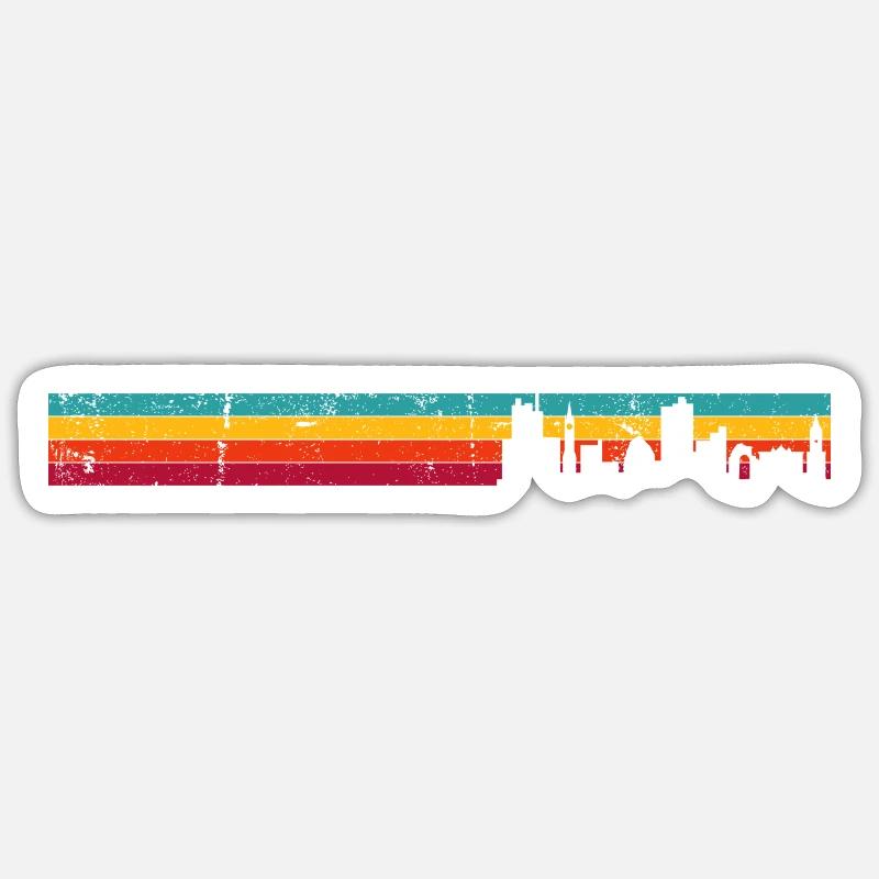 Dusk Rainbow Skyline - Sticker size S (10 x 10 cm) - white matte