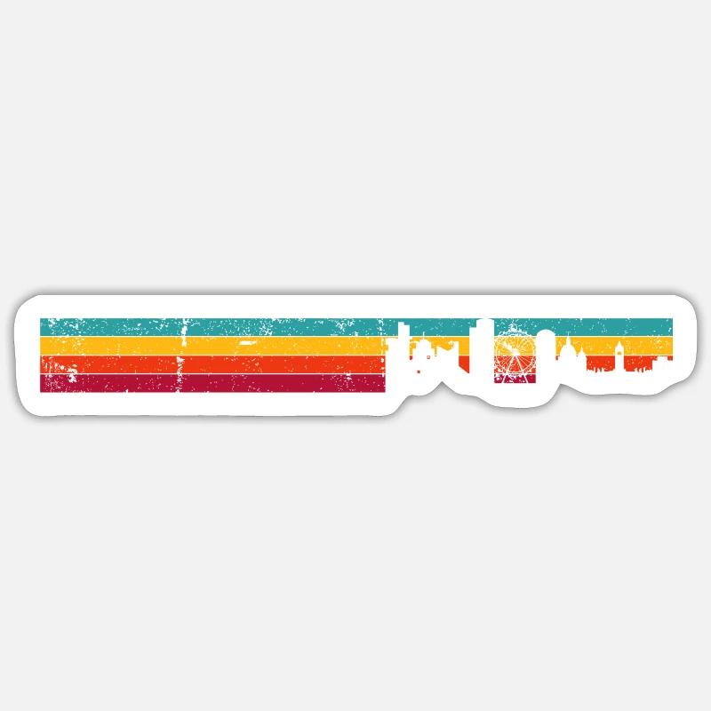 Sunset Skyline Stripes - Sticker size S (10 x 10 cm) - white matte