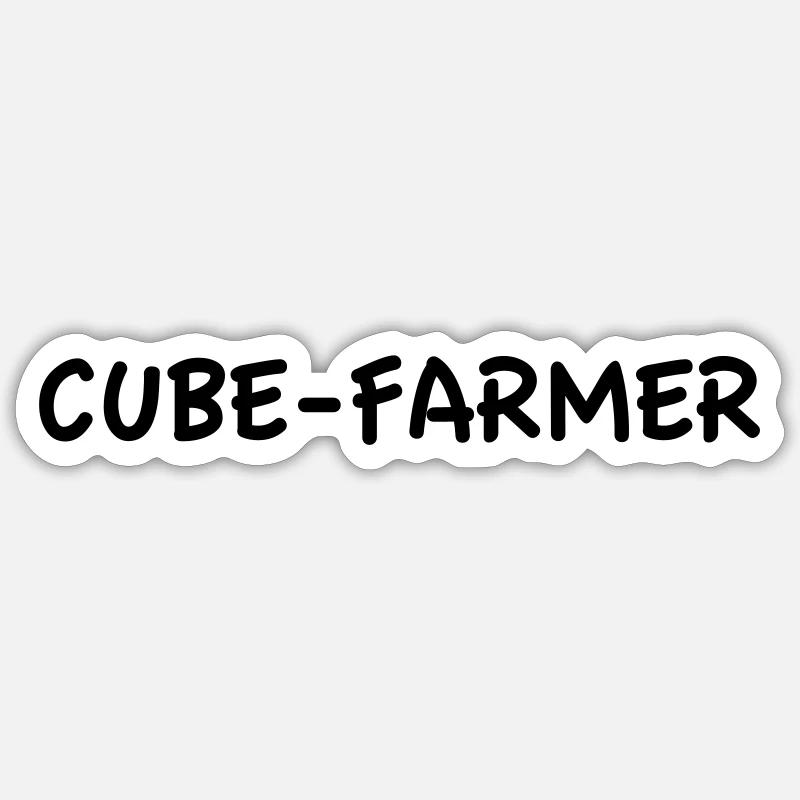 Cube Farmer Einfarbig - Sticker Größe S (10 x 10 cm) - Mattweiß