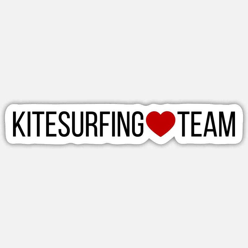 Cœur d’équipe de kitesurf - Sticker taille S (10 x 10 cm) - blanc mat