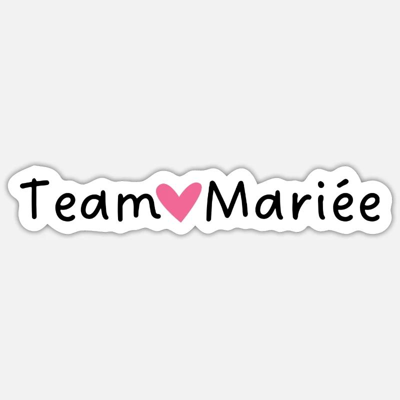 Team la mariée cœur rose - Sticker taille S (10 x 10 cm) - blanc mat