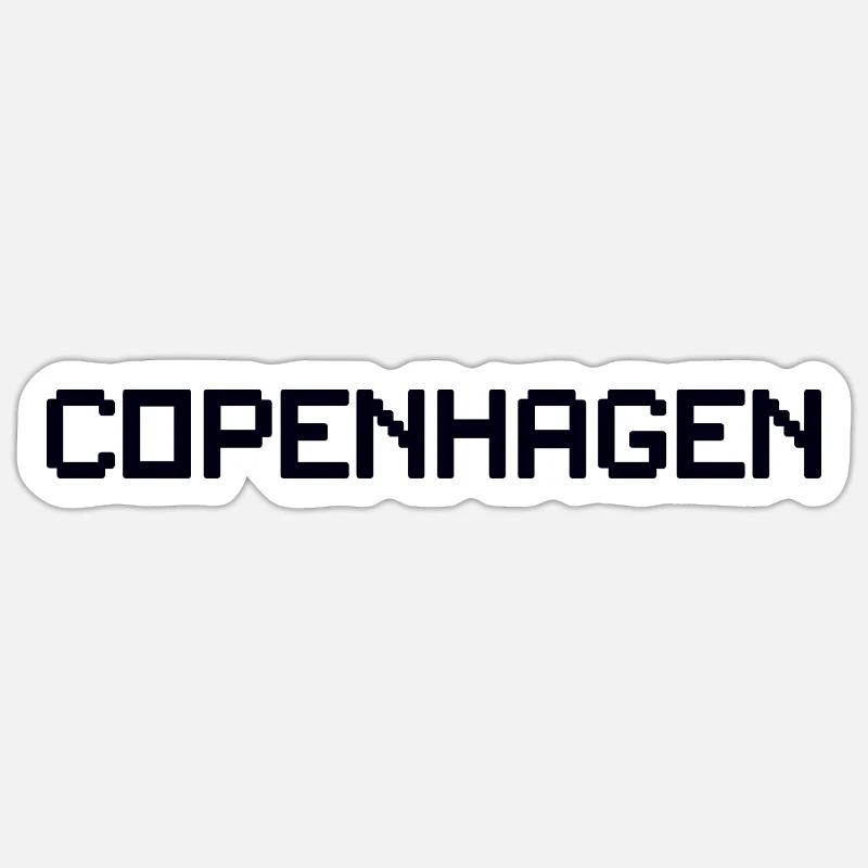 Copenhague, Danemark - Sticker taille S (10 x 10 cm) - blanc mat