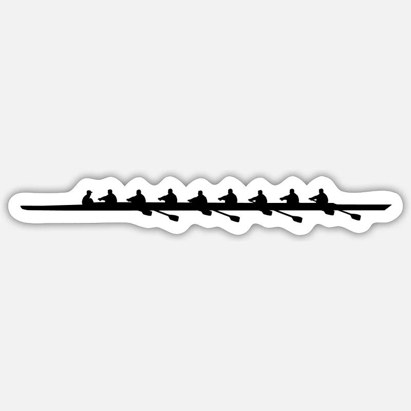 Rowing Coxed eight, Men's Crew - Sticker taille S (10 x 10 cm) - blanc mat