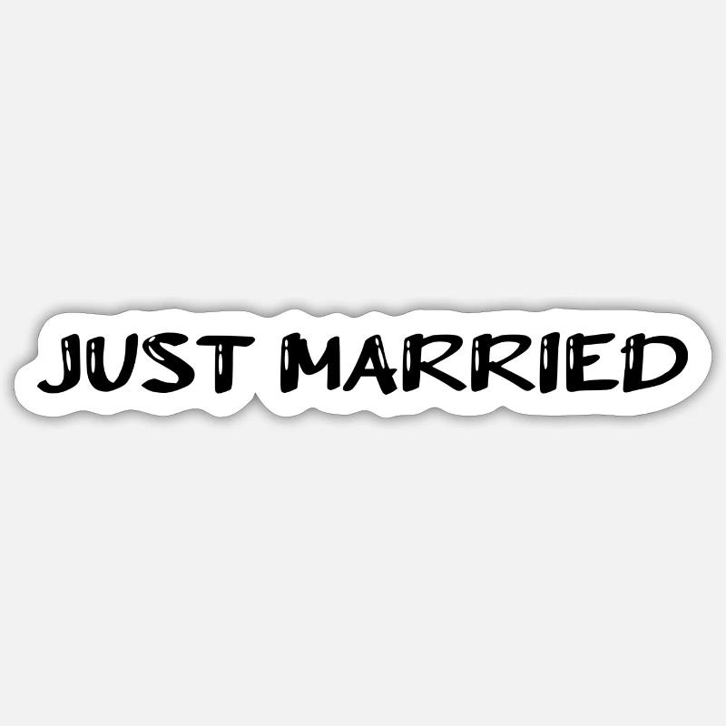 JUST MARRIED. EVJF. SAINT VALENTIN. COUPLE - Sticker taille S (10 x 10 cm) - blanc mat