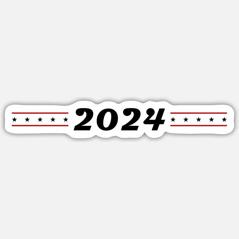 2024 année - Sticker taille S (10 x 10 cm) - blanc mat