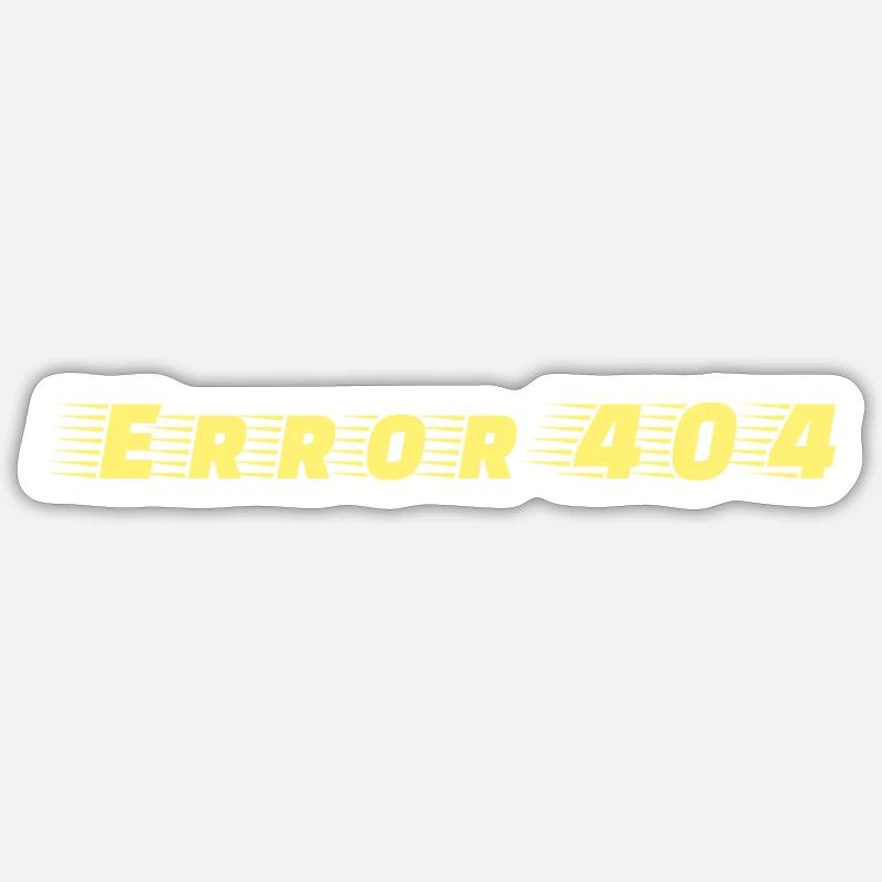 Error 404,gelbe Schrift, Typografie Sticker Größe S (10 x 10 cm)