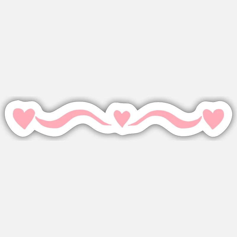Pink Line Hearts Wave - Sticker size S (10 x 10 cm) - white matte
