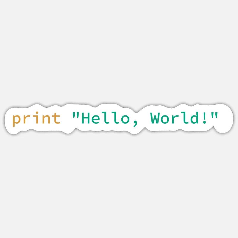 Chemise de programmeur Python Hello World Sticker taille S (10 x 10 cm)