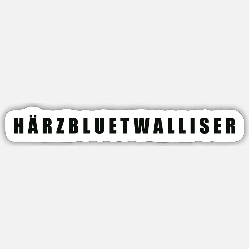 Härzbluetwalliser Kanton Walliser - Sticker Größe S (10 x 10 cm) - Mattweiß